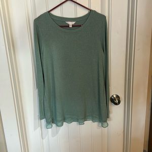 Super cute long sweater with ruffled bottom